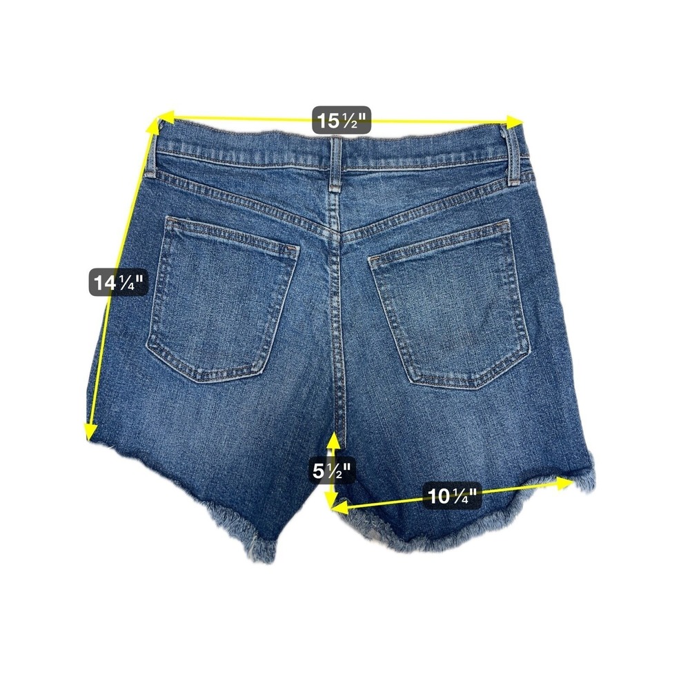 Gap Denim Shorts Women 28 Blue Excellent Raw Hem Frayed Stretch Mid Rise 5.5in - Picture 5 of 5